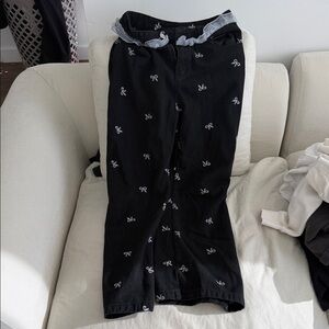 Black Embroidered Bow Wide-Leg Jeans